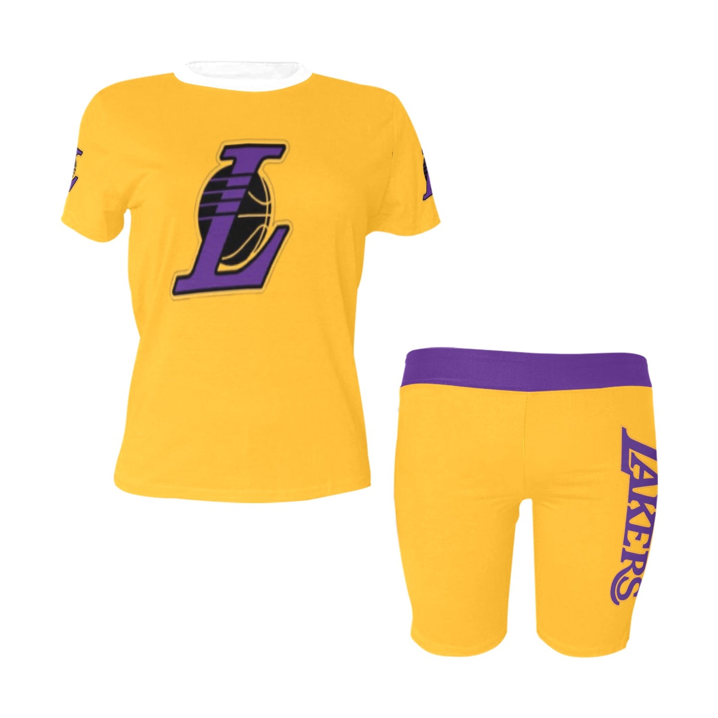 1 Women Yoga Outfit Gold Women's Short Yoga Set