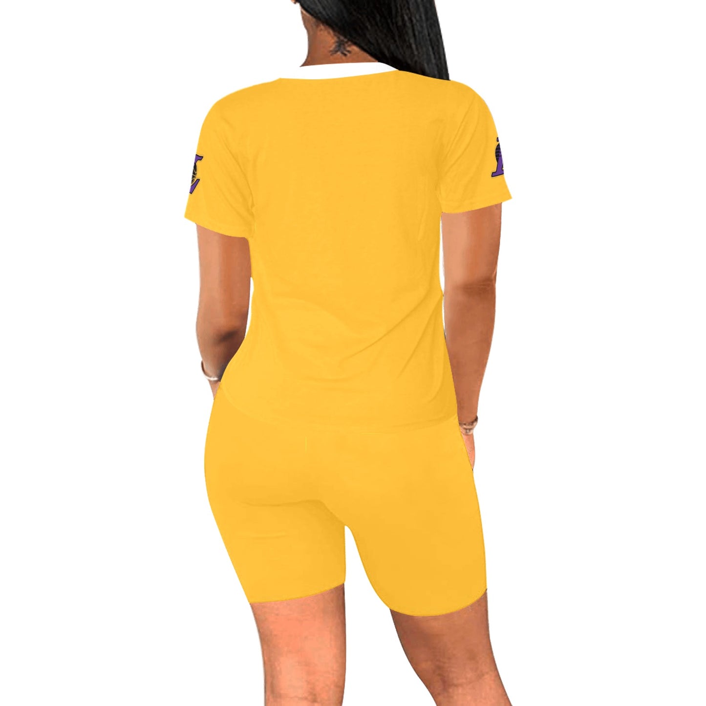 1 Women Yoga Outfit Gold Women's Short Yoga Set