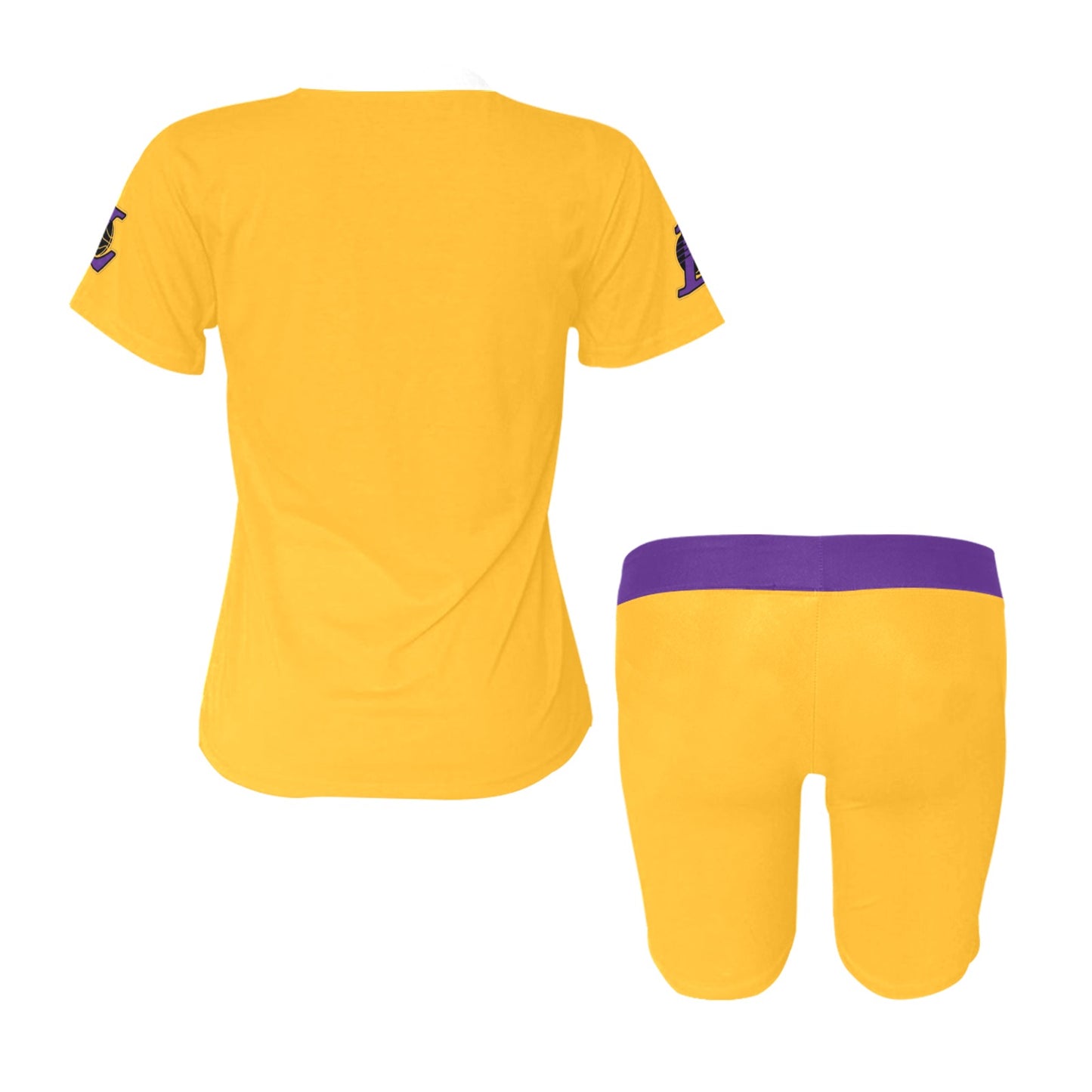 1 Women Yoga Outfit Gold Women's Short Yoga Set