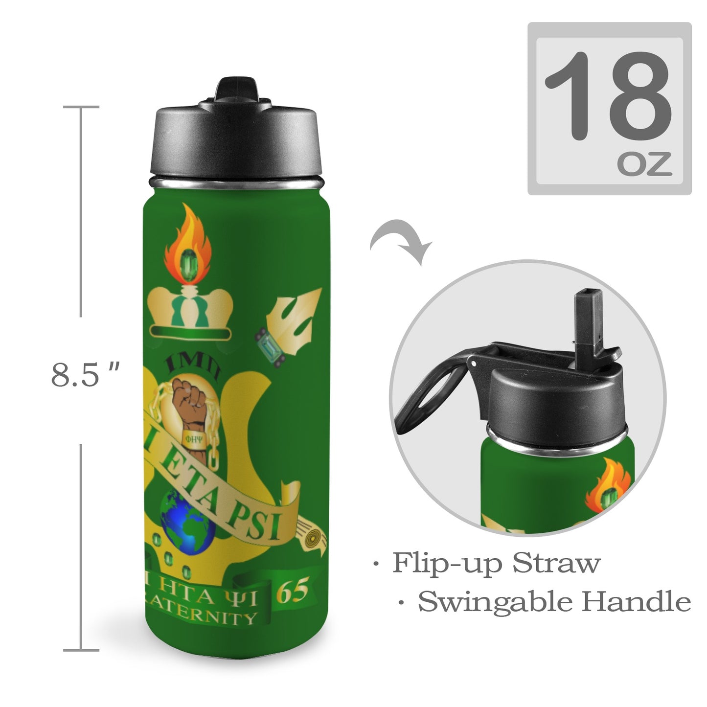 PEP Insulated Water Bottle with Straw Lid (18oz)