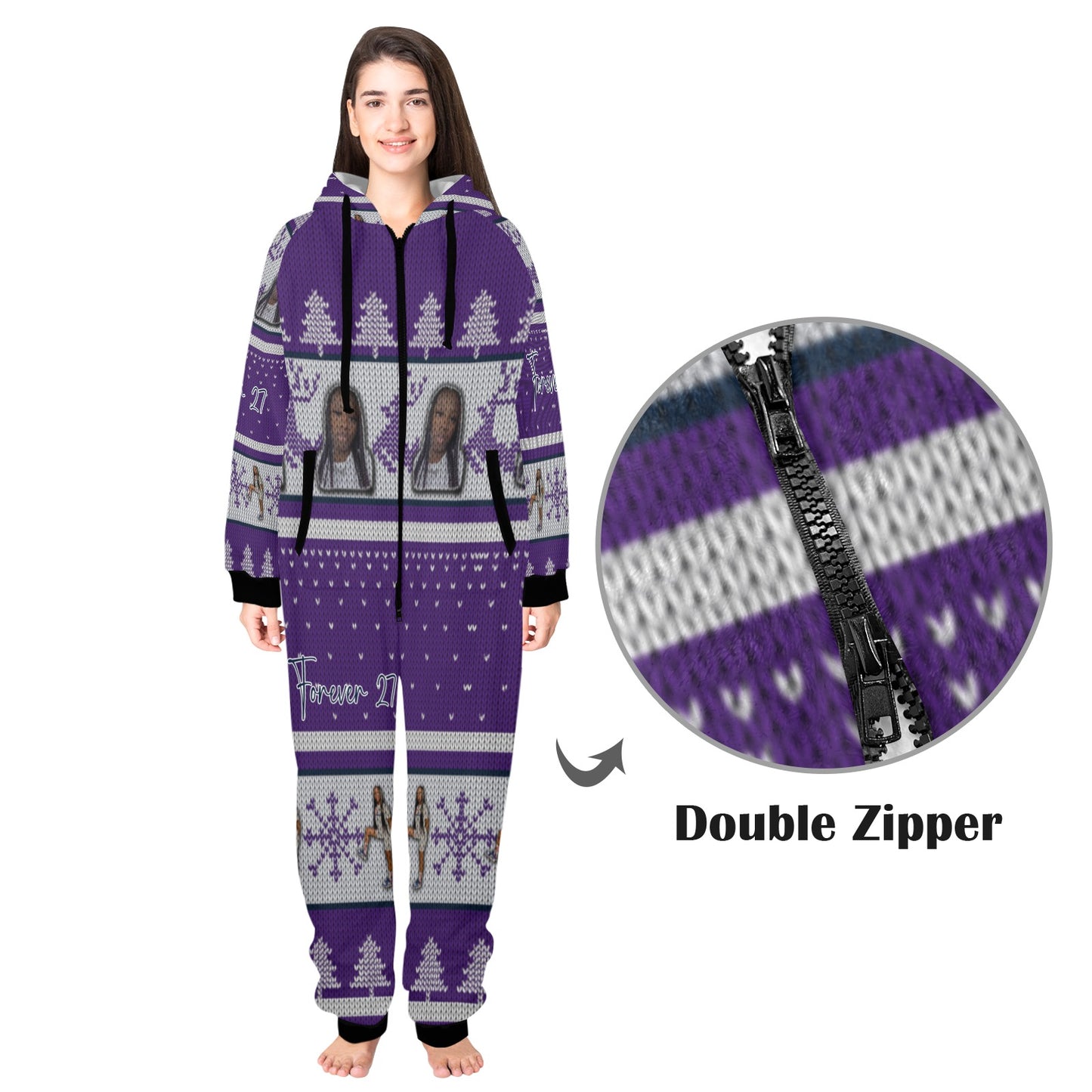 Kayla Unisex One-Piece Zip Up Hooded Pajamas